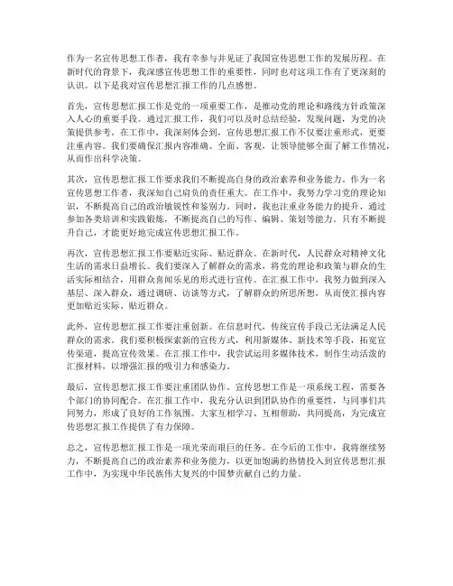宣传思想汇报工作感想