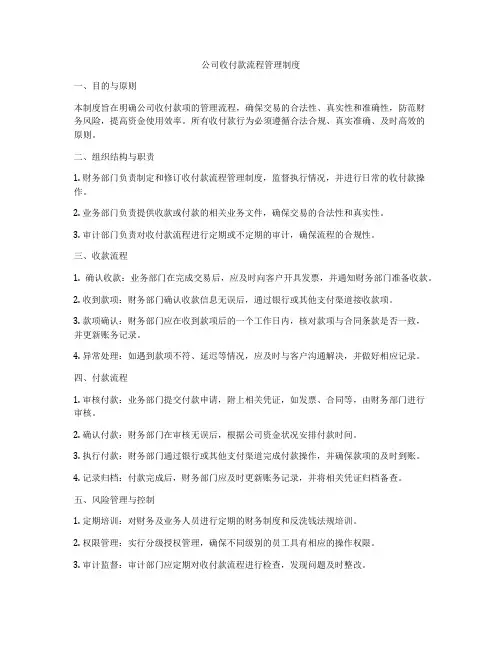 公司收付款流程管理制度
