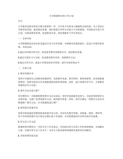 小学联盟校年度工作计划