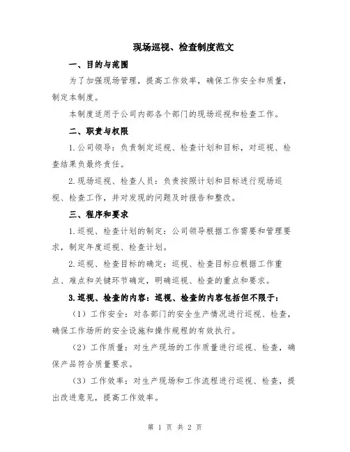 现场巡视、检查制度范文