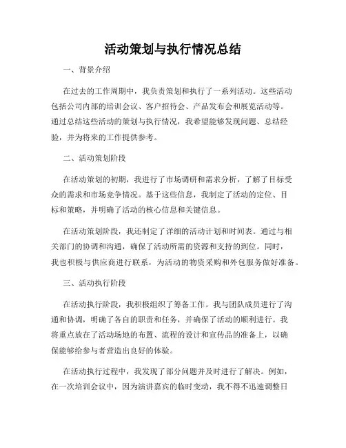 活动策划与执行情况总结