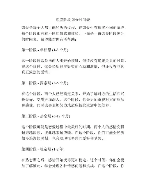 恋爱阶段划分时间表