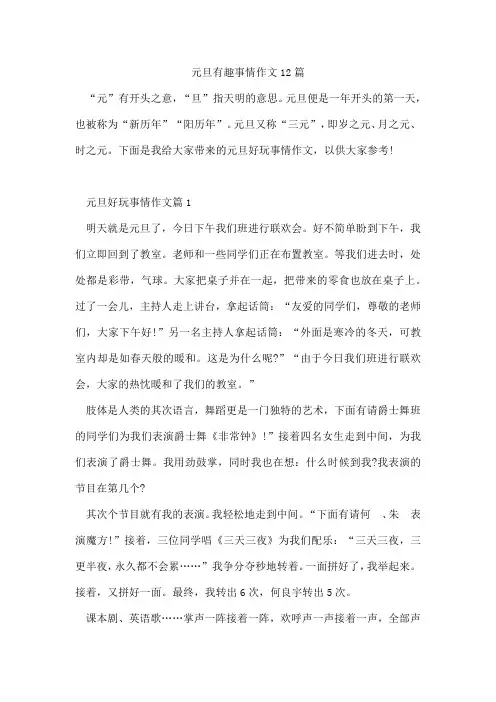 元旦有趣事情作文12篇