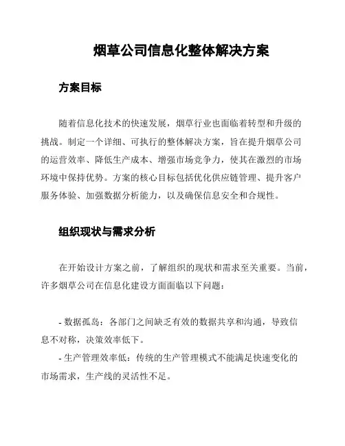 烟草公司信息化整体解决方案