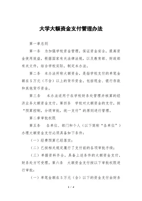 大学大额资金支付管理办法