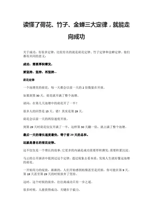 读懂了荷花、竹子、金蝉三大定律,就能走向成功