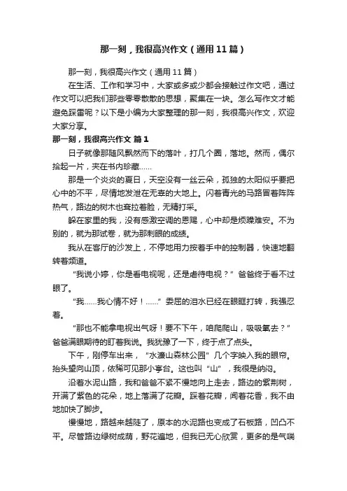 那一刻，我很高兴作文（通用11篇）
