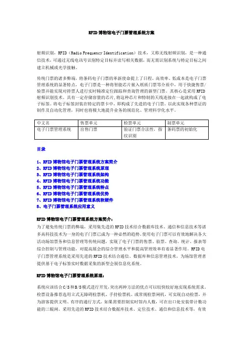 RFID博物馆电子门票管理系统方案