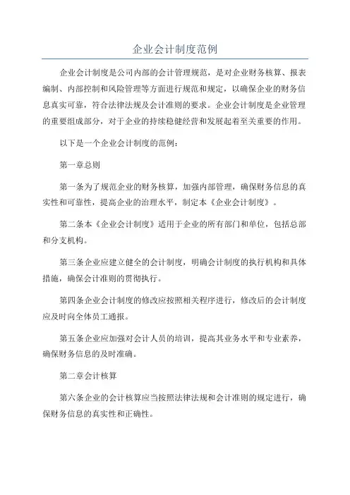 企业会计制度范例