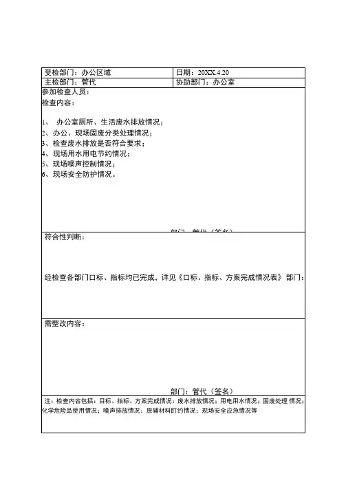 环安监督检查记录表