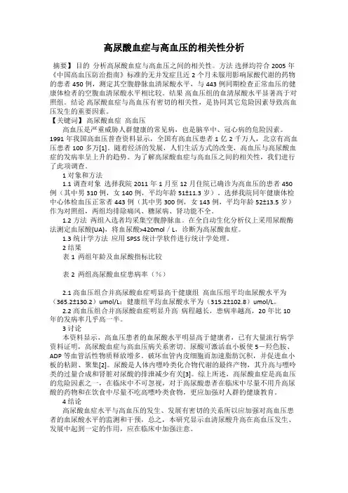 高尿酸血症与高血压的相关性分析
