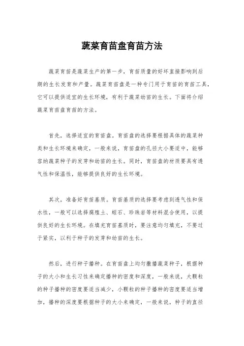 蔬菜育苗盘育苗方法