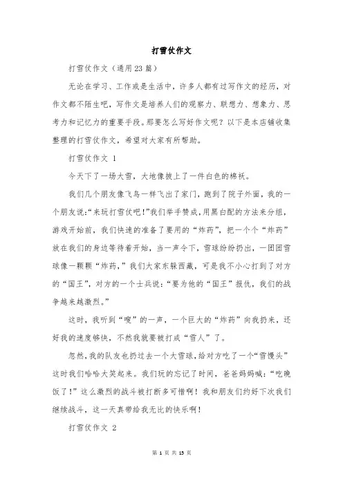打雪仗作文