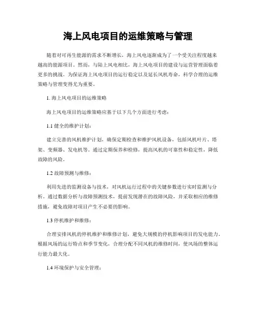 海上风电项目的运维策略与管理