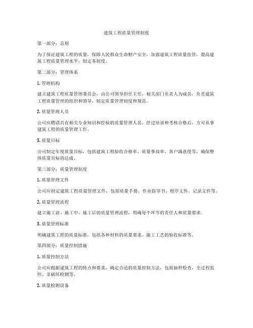 建筑工程质量管理制度