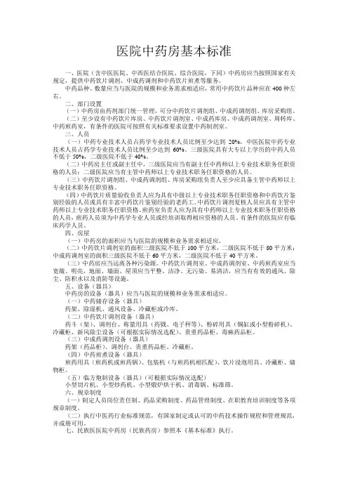 医院中药房基本标准
