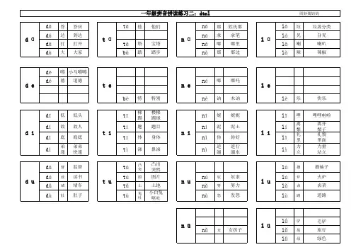 一年级拼音拼读练习2：dtnl