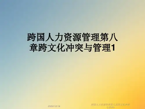 跨国人力资源管理第八章跨文化冲突与管理1