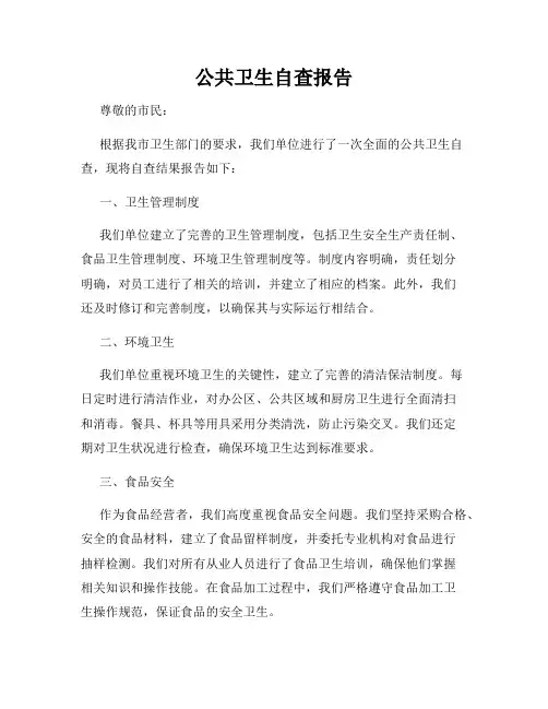 公共卫生自查报告