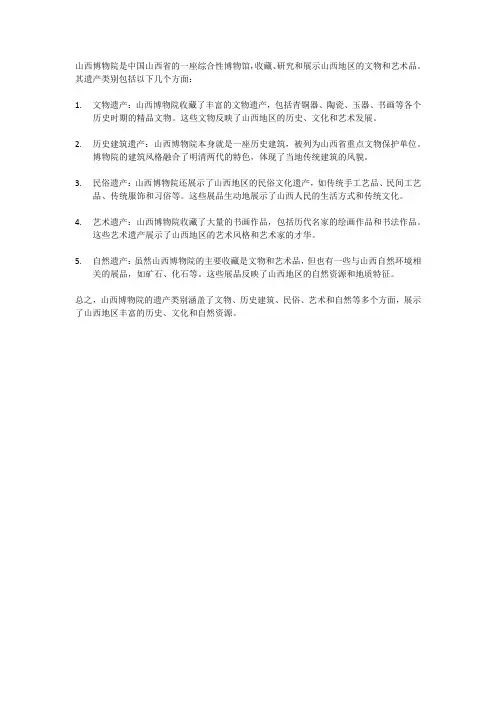 山西博物院遗产类别
