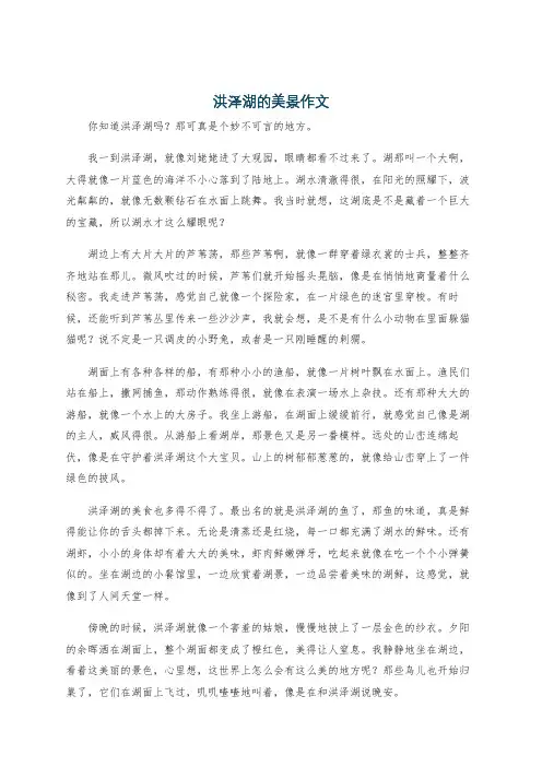 洪泽湖的美景作文