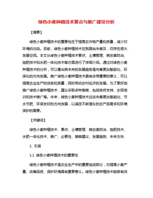 绿色小麦种植技术要点与推广建议分析