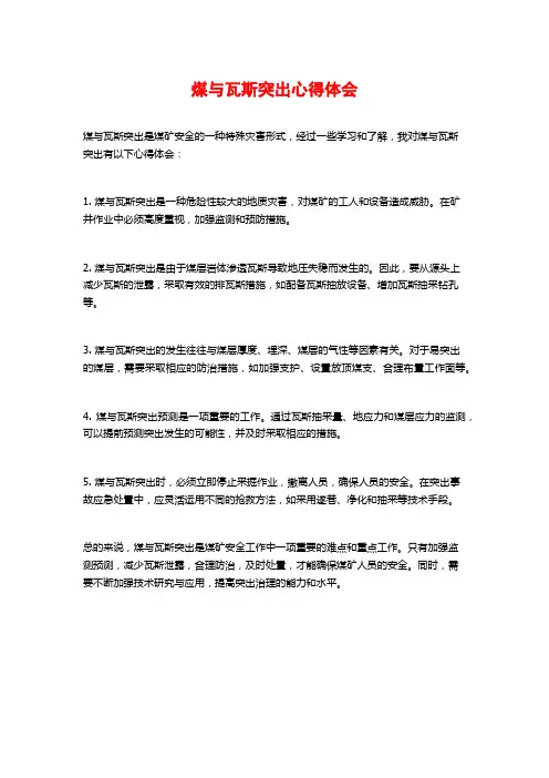 煤与瓦斯突出心得体会