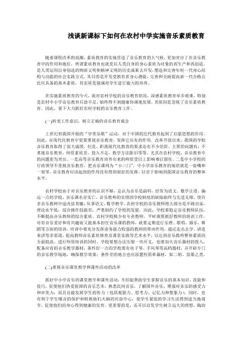 浅谈新课标下如何在农村中学实施音乐素质教育