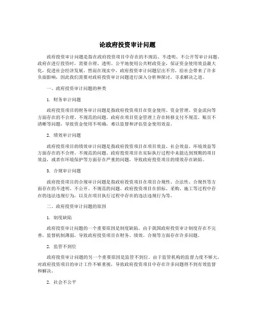 论政府投资审计问题