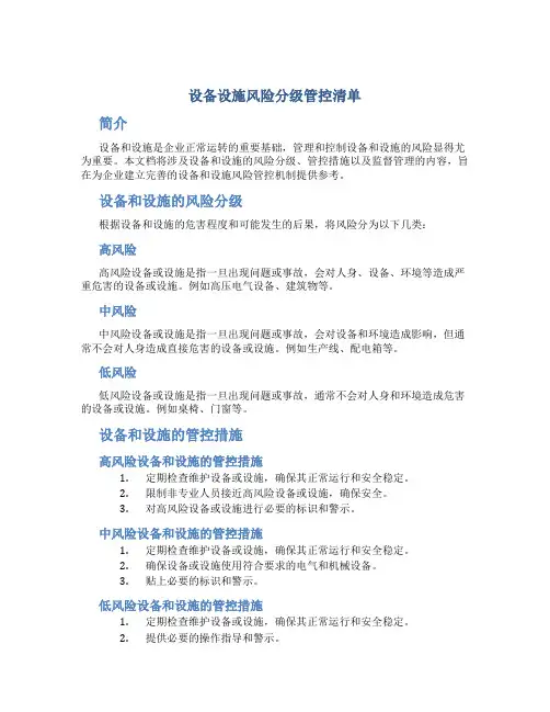 设备设施风险分级管控清单
