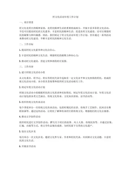 村文化活动年度工作计划