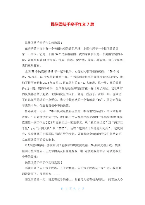民族团结手牵手作文7篇