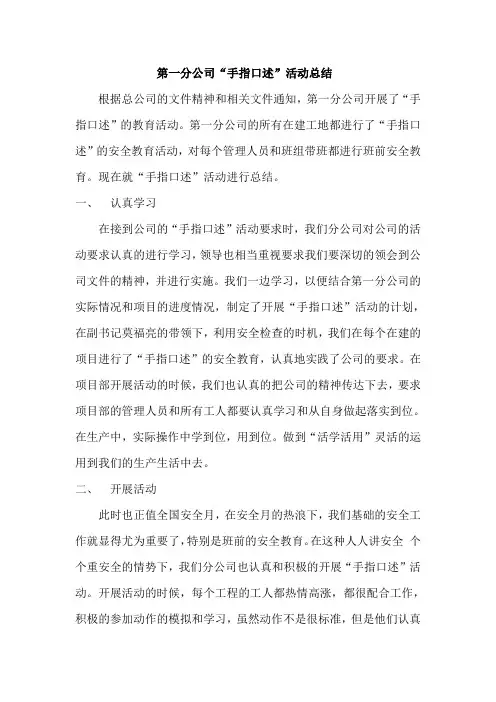 手指口述 活动总结