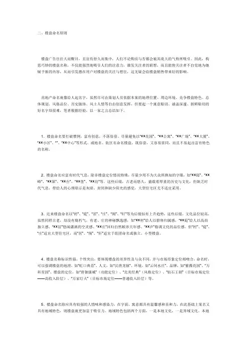 楼盘命名原则
