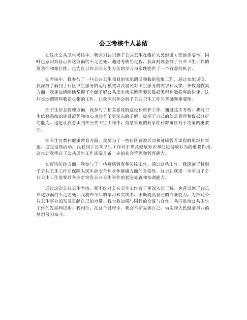 公卫考核个人总结