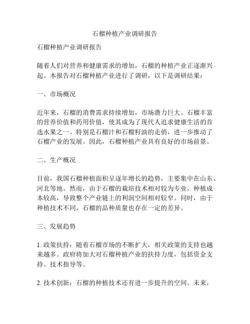 石榴种植产业调研报告