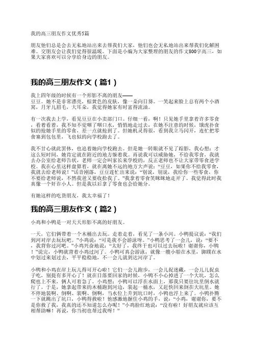 我的高三朋友作文优秀5篇