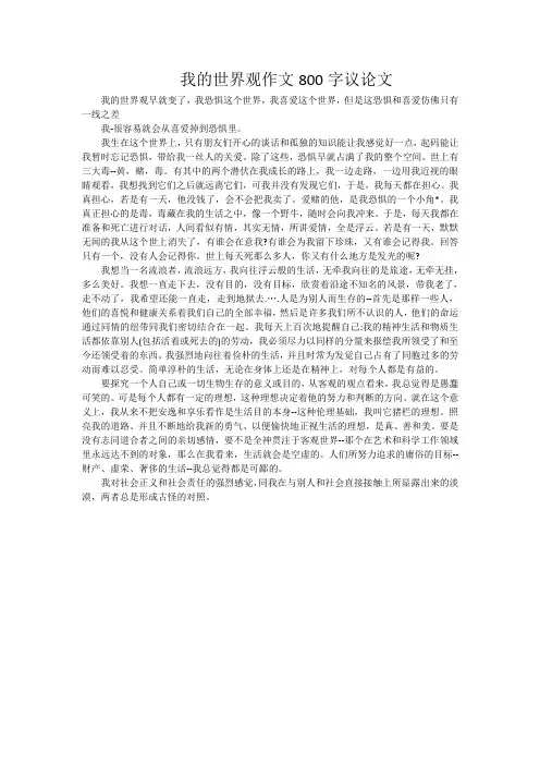 我的世界观作文800字议论文