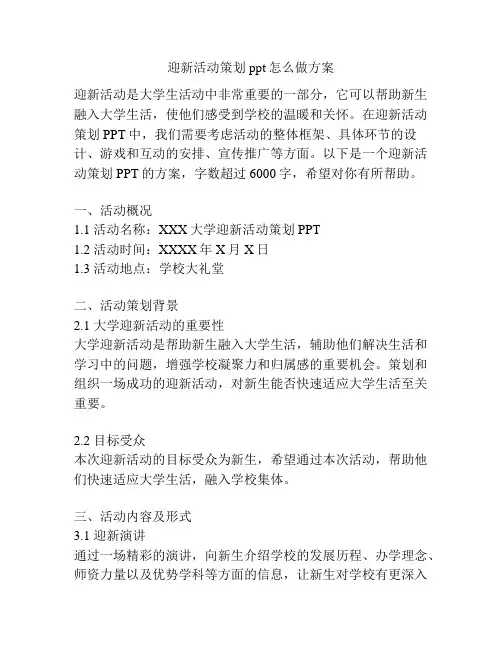 迎新活动策划ppt怎么做方案