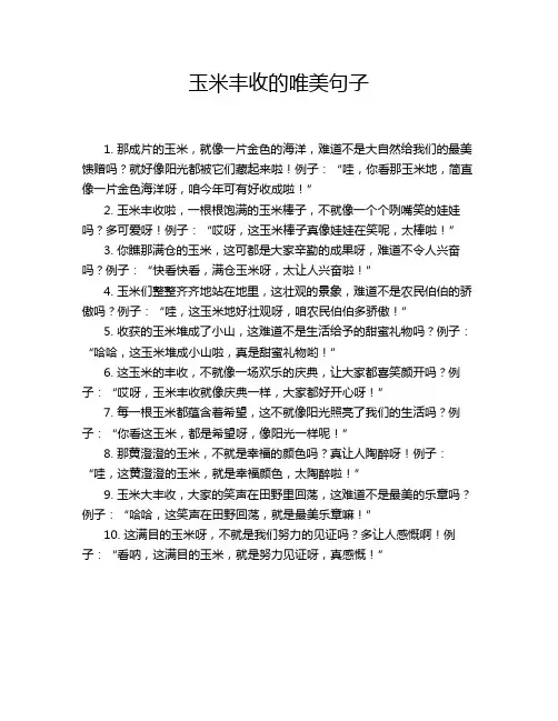 玉米丰收的唯美句子