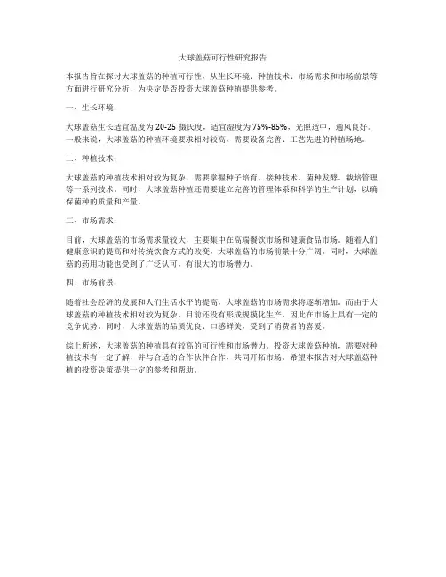 大球盖菇可行性研究报告
