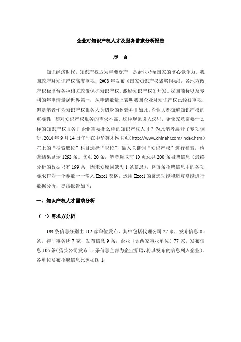 企业对知识产权服务需求分析报告
