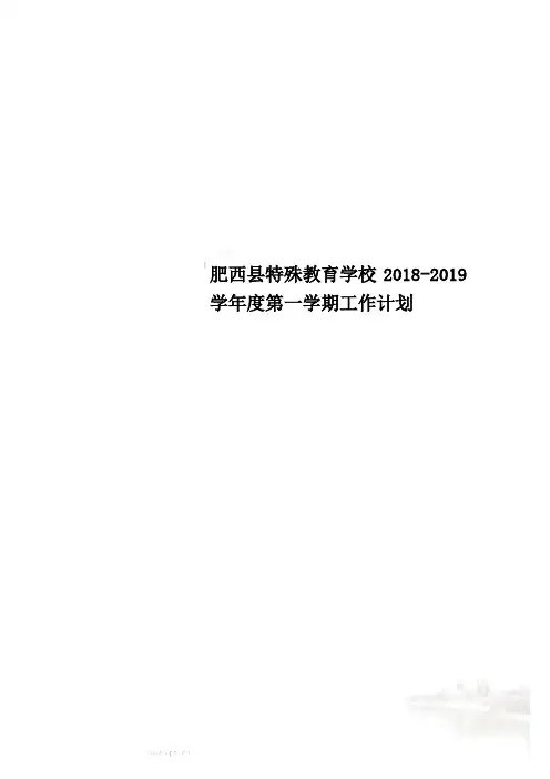 肥西县特殊教育学校2018-2019学年度第一学期工作计划