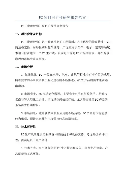 PC项目可行性研究报告范文