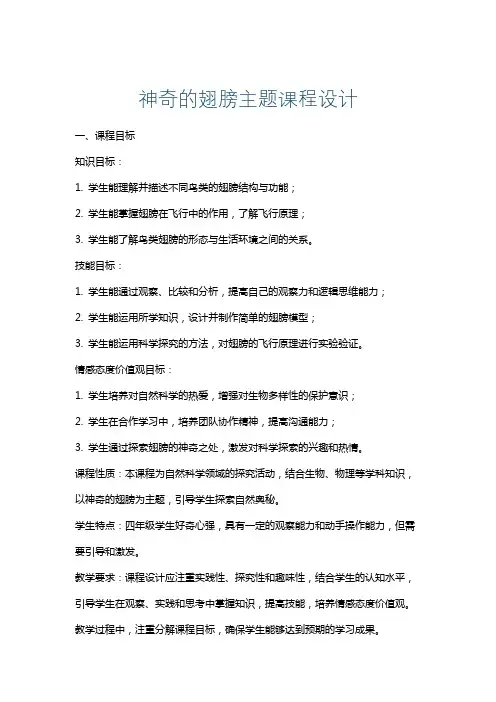 神奇的翅膀主题课程设计