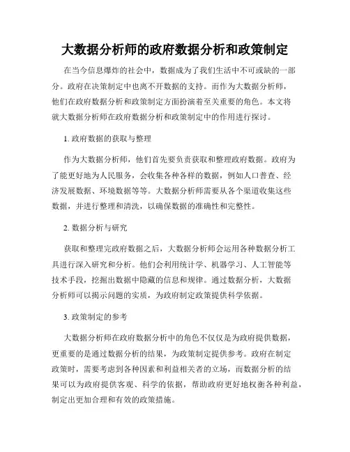 大数据分析师的政府数据分析和政策制定