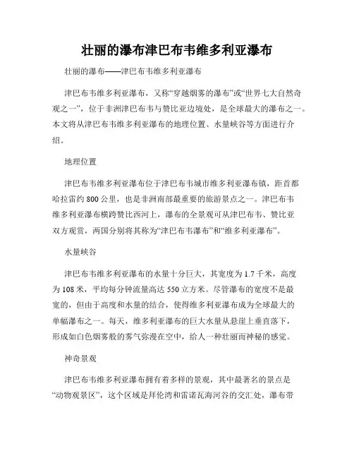 壮丽的瀑布津巴布韦维多利亚瀑布