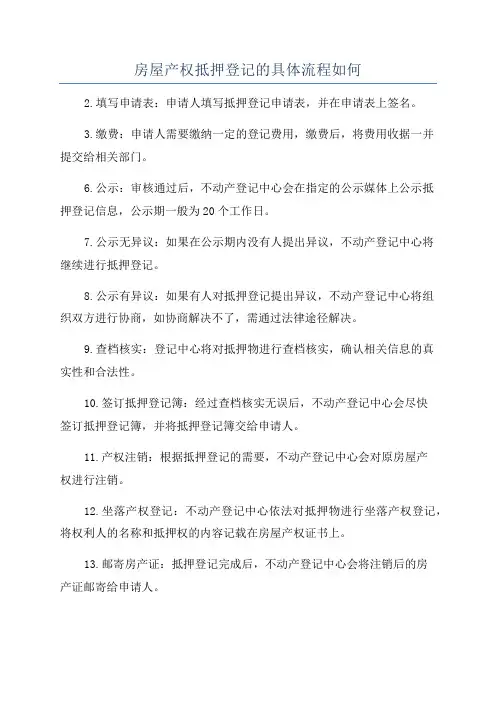 房屋产权抵押登记的具体流程如何