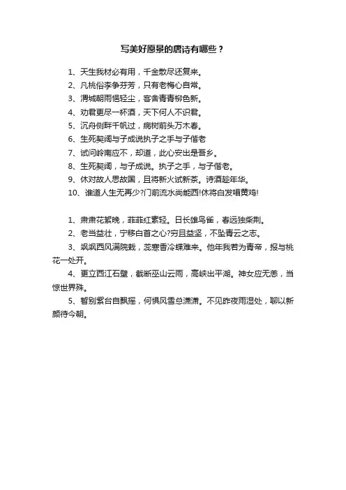 写美好愿景的唐诗有哪些？