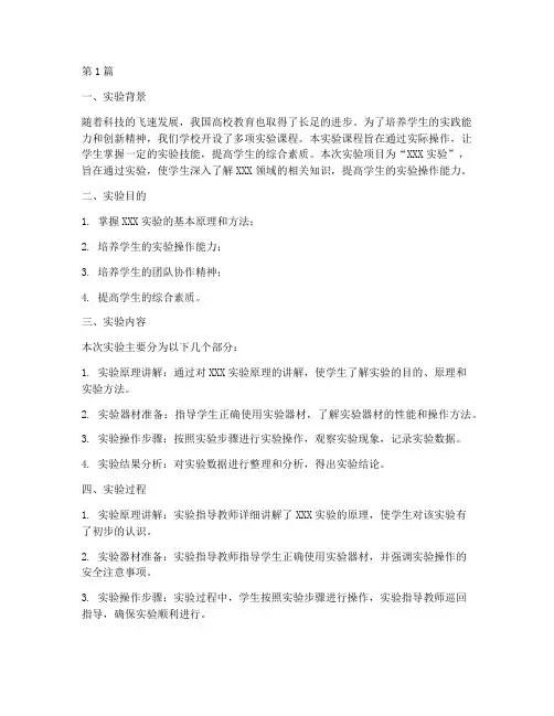 大学项目实验报告总结(3篇)